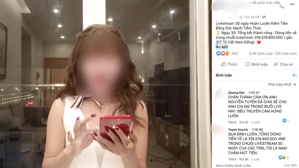 Một “triệu phú đô la” livestream giới thiệu: trong 30 ngày dùng “sức mạnh tiềm thức”,  dòng tiền về gần 317 tỷ đồng