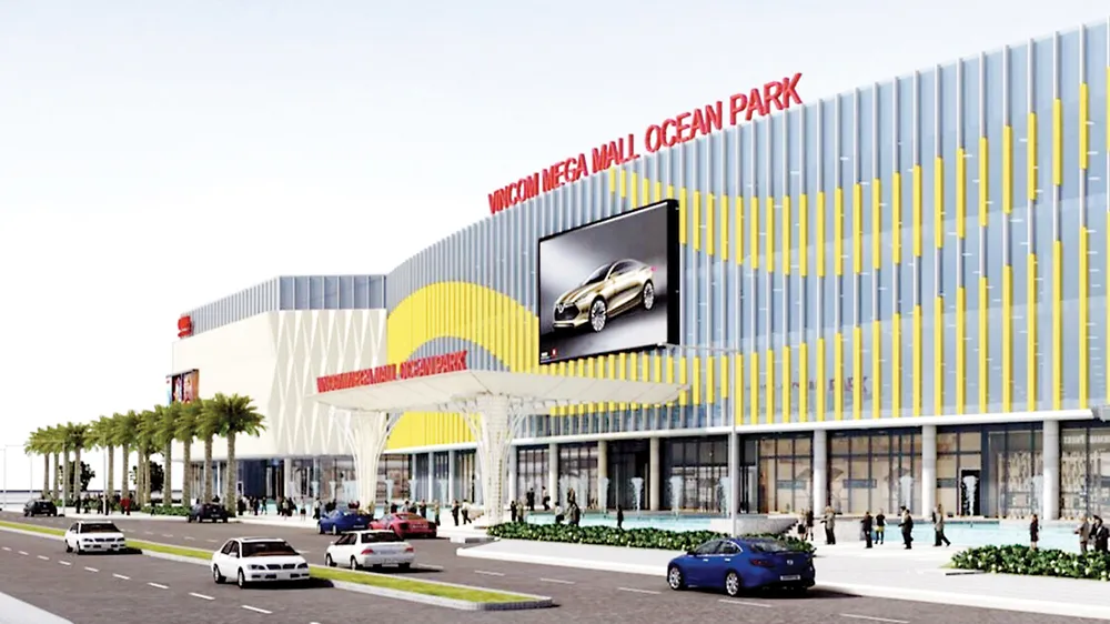 Mặt tiền của Vincom Mega Mall Ocean Park ấn tượng với thiết kế “gợn sóng”
