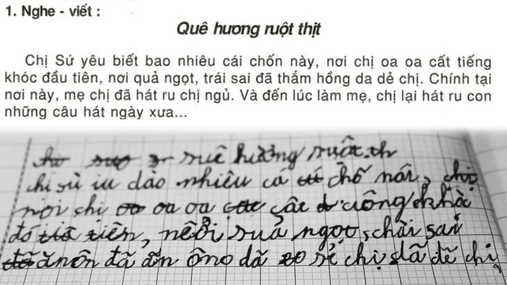 Bài nghe đọc và viết lại của em N.V.A. (học sinh lớp 3 tại quận 8) 