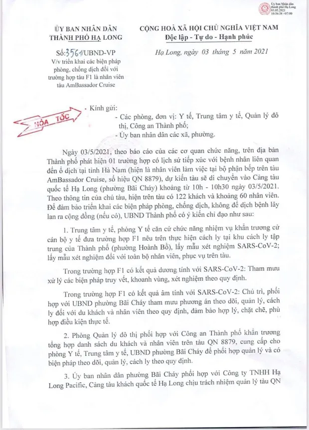 Cách ly y tế 182 người trên du thuyền 5 sao tham quan vịnh Hạ Long ảnh 1