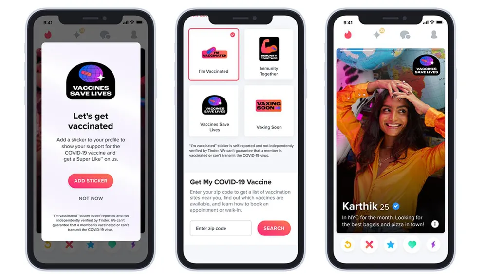 Nhiều ứng dụng hẹn hò đã ủng hộ  chiến dịch tiêm vaccine Covid-19