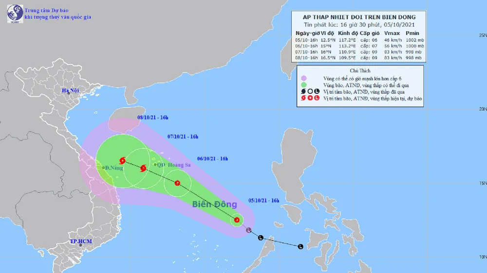 Vùng áp thấp trên biển phía Đông đã mạnh lên thành áp thấp nhiệt đới ảnh 1