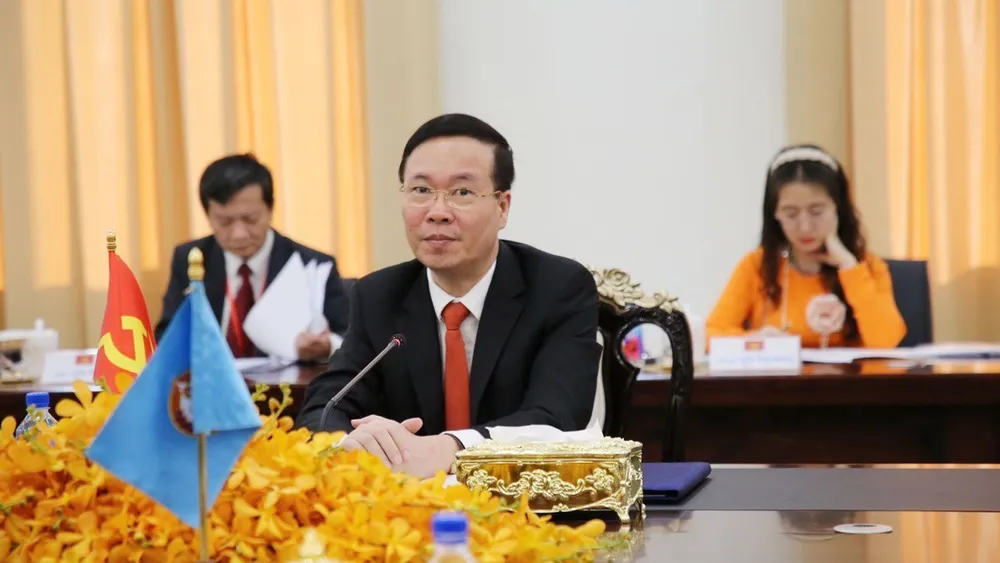 Thường trực Ban Bí thư Võ Văn Thưởng  tại buổi hội đàm