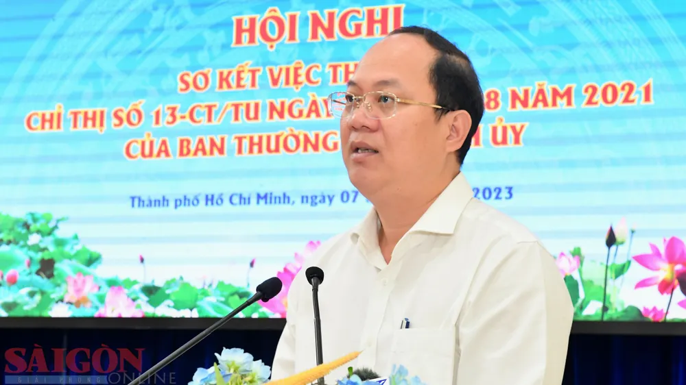 Phó Bí thư Thành uỷ TPHCM Nguyễn Hồ Hải phát biểu tại hội nghị. Ảnh: VIỆT DŨNG