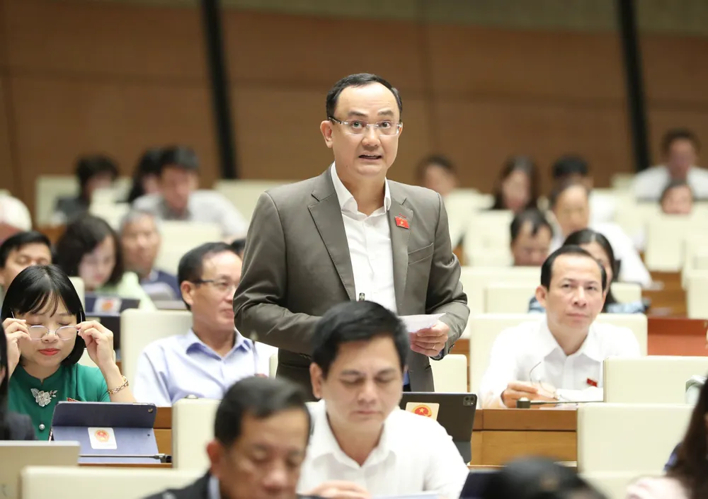 Đại biểu Nguyễn Ngọc Sơn (Hải Dương) chất vấn sáng 8-11. Ảnh: QUANG PHÚC