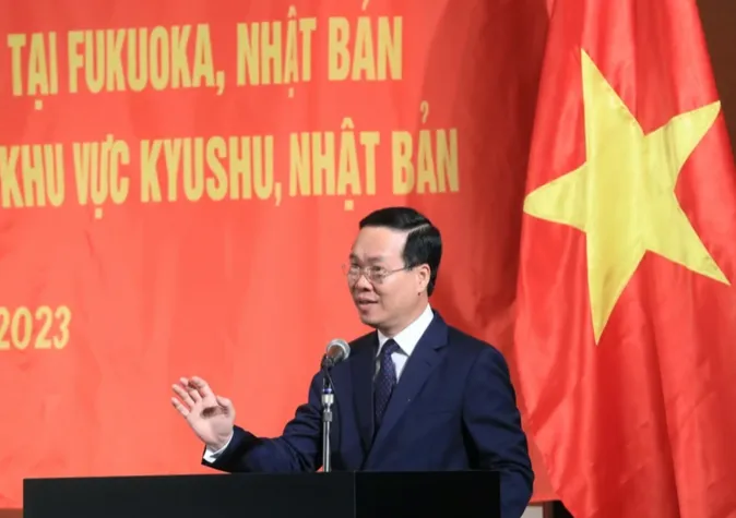 Chủ tịch nước Võ Văn Thưởng phát biểu tại buổi gặp. Ảnh: TTXVN