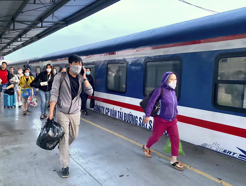 Passengers boarding the train at Saigon Station, Ho Chi Minh City