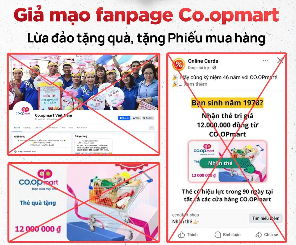 Một số nội dung giả mạo Co.opmart để lừa đảo trên mạng xã hội 