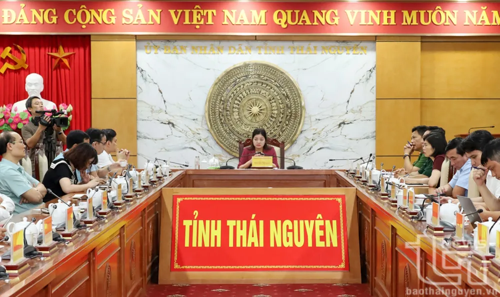 Đồng chí Phó Chủ tịch UBND tỉnh Nguyễn Thị Loan chủ trì tại điểm cầu tỉnh Thái Nguyên