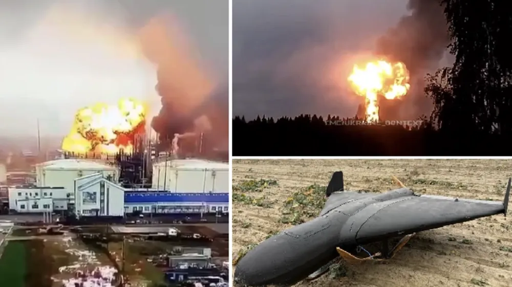 Hình ảnh vụ tấn công bằng thiết bị bay không người lái của Ukraine hôm 24-8-2025 nhằm vào cơ sở chế biến khí Ust-Luga gần St. Petersburg. Nguồn: nền tảng thông tin quân sự Ukraine Militarnyi