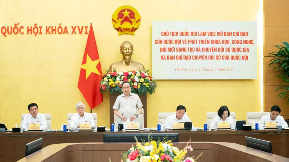 Chủ tịch Quốc hội Trần Thanh Mẫn chủ trì hội nghị. Ảnh: VIẾT CHUNG