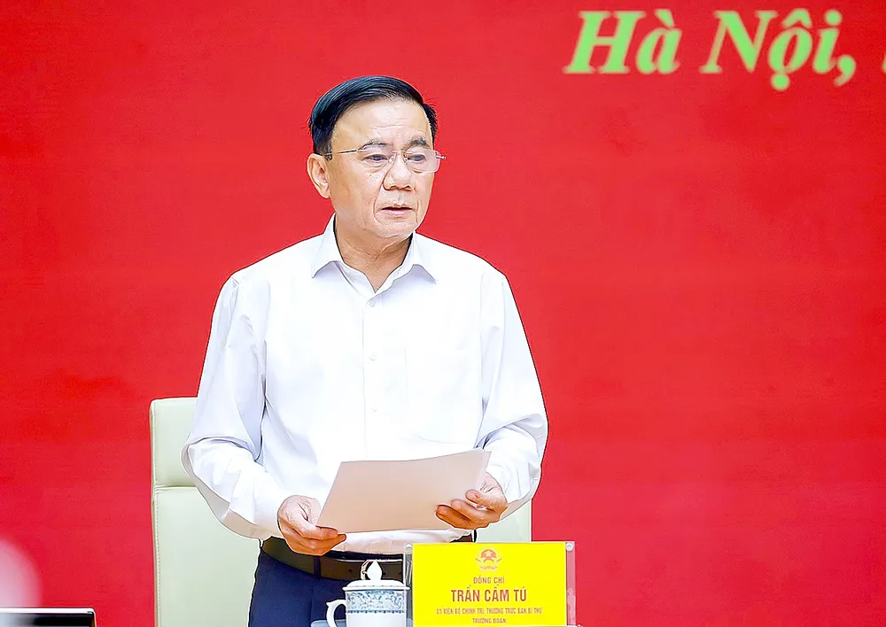 Thường trực Ban Bí thư Trần Cẩm Tú phát biểu tại hội nghị. Ảnh: TTXVN
