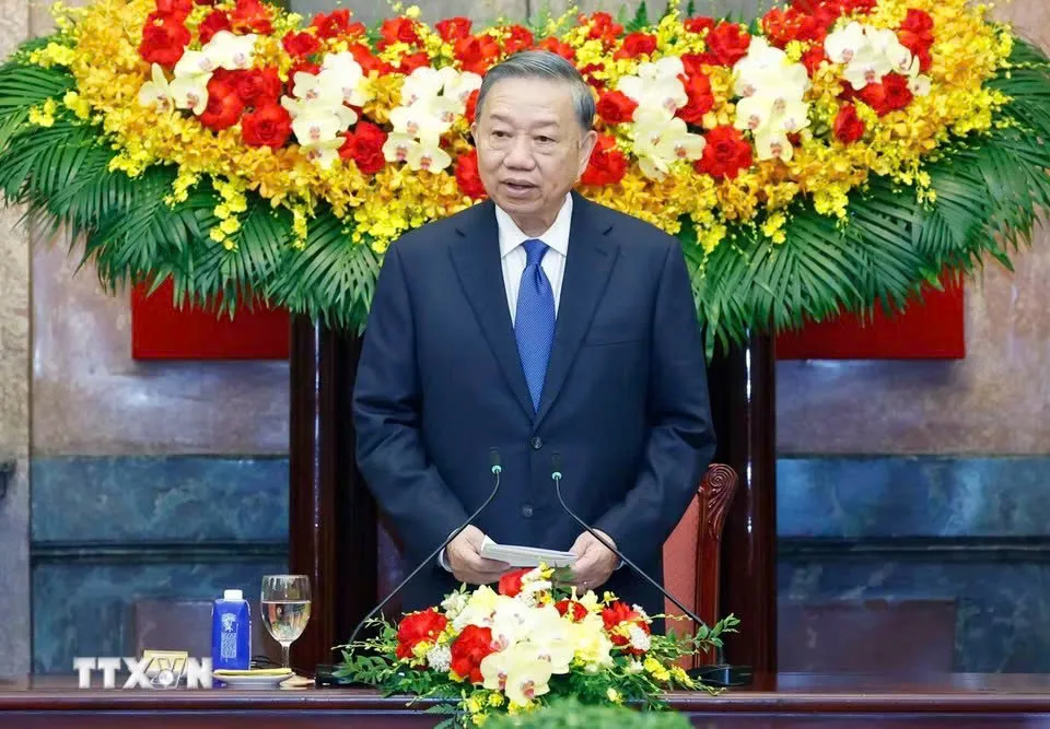 Tổng Bí thư, Chủ tịch nước Tô Lâm phát biểu tại buổi tiếp các trưởng đoàn tham dự Diễn đàn Tương lai ASEAN 2026 . Ảnh: TTXVN