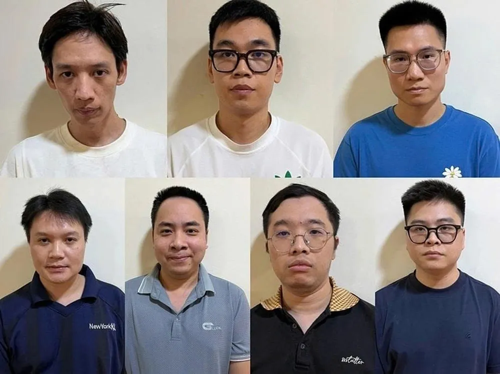 7 bị can trong vụ án. Ảnh: Bộ Công an