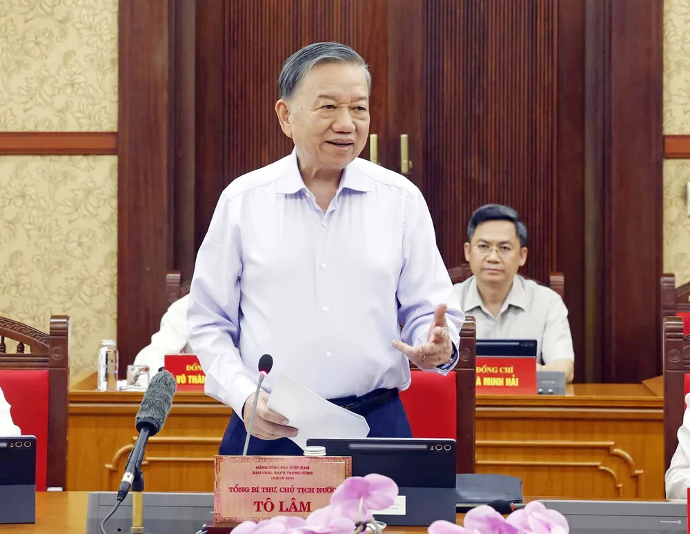 Tổng Bí thư, Chủ tịch nước Tô Lâm phát biểu tại phiên họp. Ảnh: TTXVN