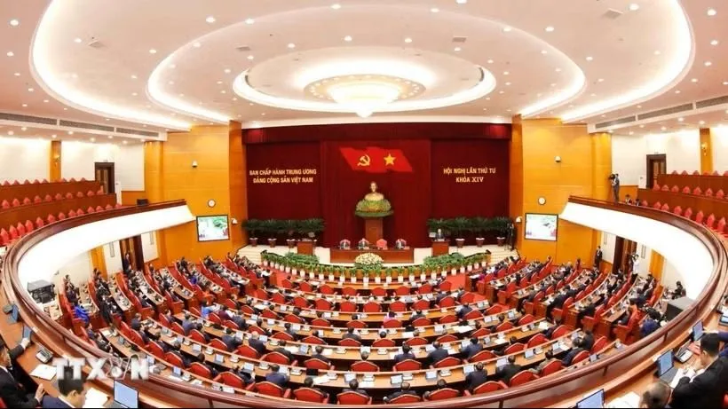 Hội nghị Trung ương 4 khóa XIV. Ảnh: TTXVN