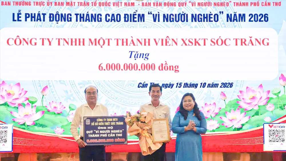 Công ty TNHH MTV Xổ số kiến thiết Sóc Trăng đóng góp 6 tỷ đồng tại lễ phát động