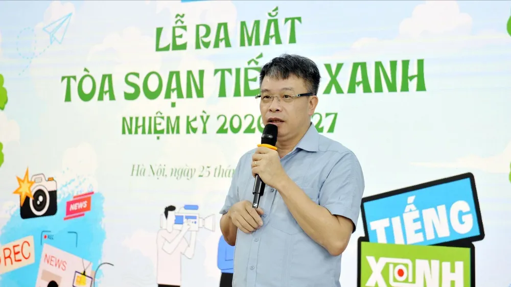 Tổng Biên tập Báo Thiếu niên Tiền phong và Nhi đồng Nguyễn Phan Khuê, phát biểu tại buổi lễ
