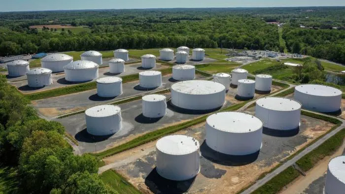 A tank farm connected to the Colonial pipeline, which shut down for days after hackers invaded its information systems © Drew Angerer/Getty Images