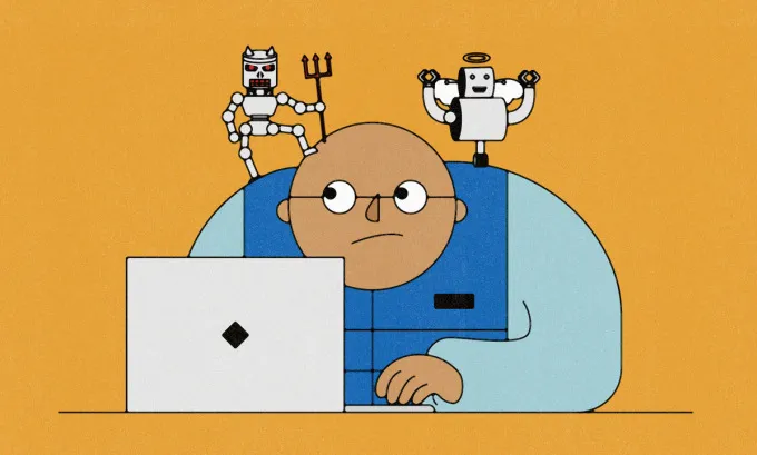 Minh họa về AI thống trị hay hỗ trợ con người. Ảnh: Washington Post.