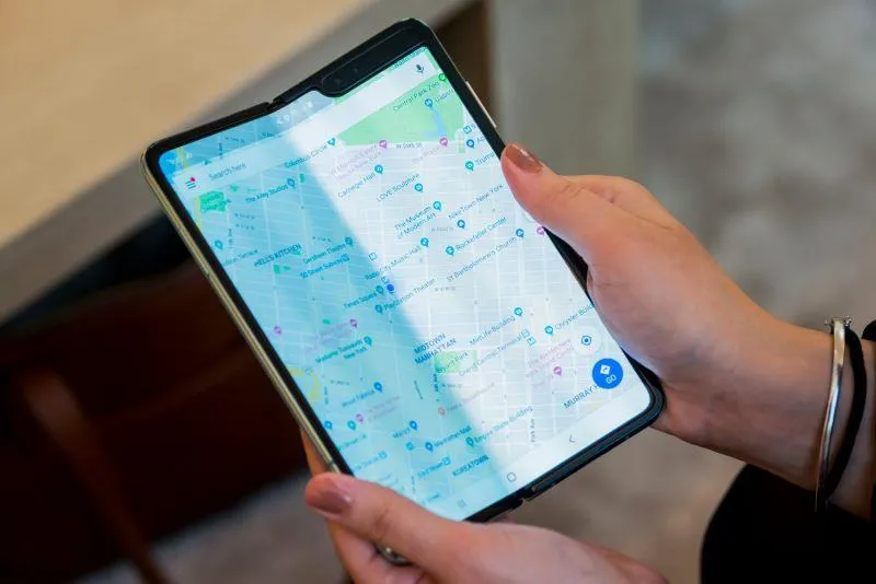 Samsung's Galaxy Fold smartphone being folded. Hollis Johnson/Business Insider