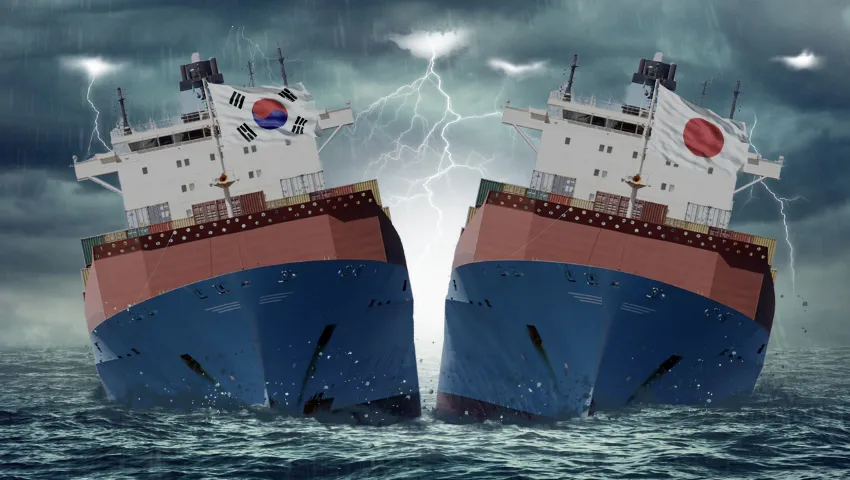 Anti-Japan protests and a spreading boycott in South Korea are casting a pall on Japanese business interests. (Montage by Hidechika Nishijima)