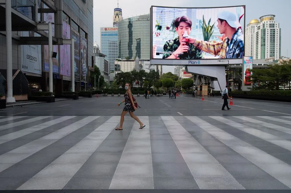 Foreign tourists walk at square of Central World in Bangkok, Thailand on March 20. Photographer: Vachira Vachira/NurPhoto via Getty Images