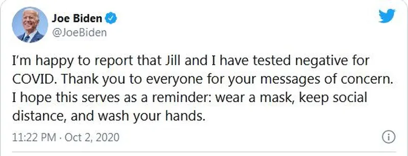 Ông Biden không bị nhiễm COVID-19, tiếp tục vận động tranh cử - ảnh 2