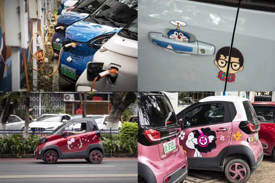 Xe điện mini tại c&aacute;c trạm sạc pin ở Liễu Ch&acirc;u - Ảnh: Bloomberg