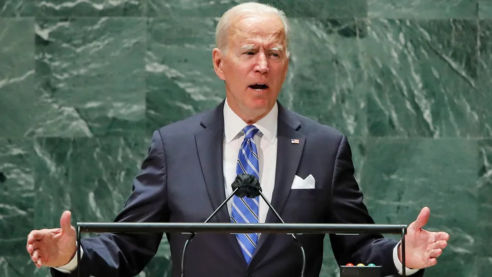 Tổng thống Joe Biden phát biểu trong phiên họp thứ 76 của Đại hội đồng Liên hợp quốc tại trụ sở New York vào thứ Ba (21/9). Ảnh: AP.