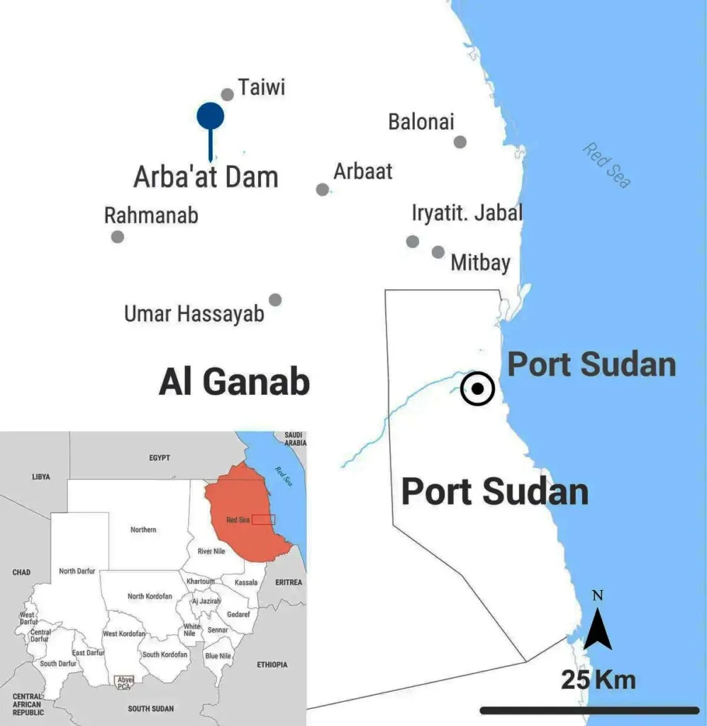 Bản đồ hiển thị vị trí đập Arbaat (OCHA)