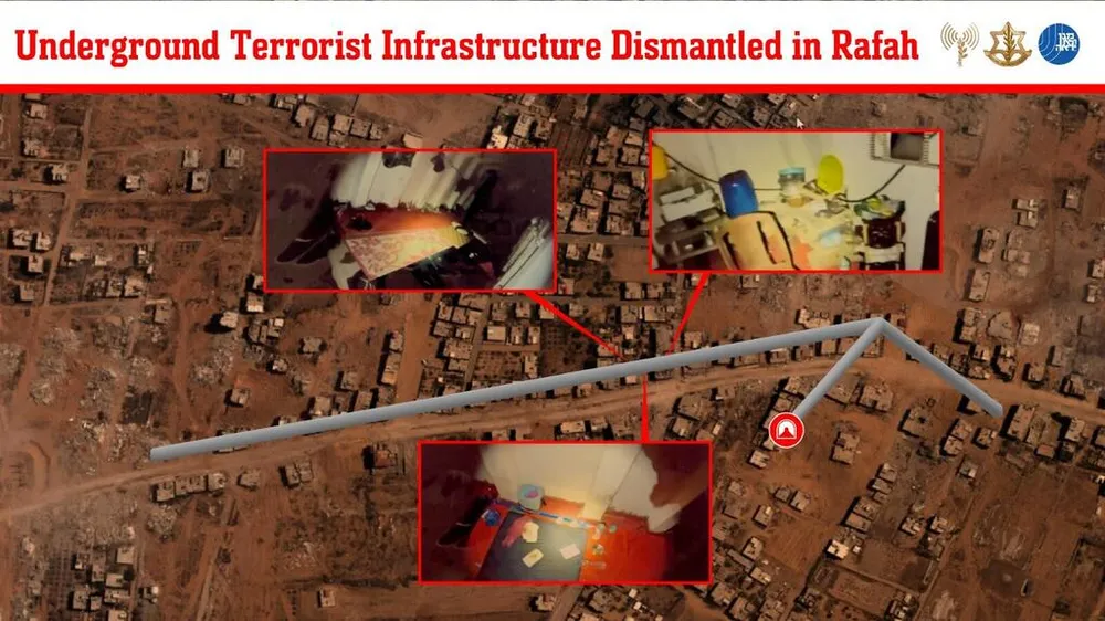 3Xem thư viện ảnhBản đồ mạng lưới đường hầm khủng bố ngầm bị phá hủy ở Rafah( Minh họa: IDF )