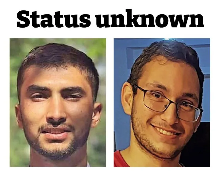 Người ta không biết liệu các con tin Bipin Joshi, 24 tuổi, một sinh viên nông nghiệp người Nepal, bên trái, và Tamir Nimrodi, bên phải, vẫn còn sống hay không