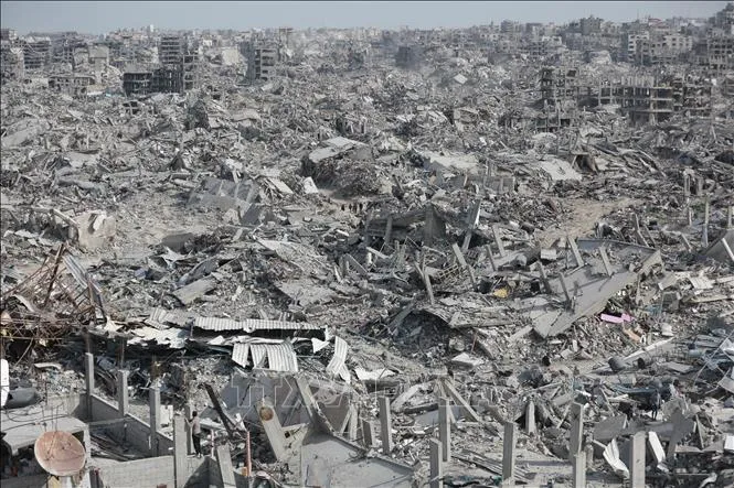 Cảnh tàn phá do xung đột tại Jabalia, Dải Gaza. Ảnh: THX/TTXVN