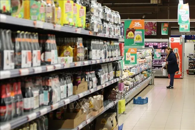Người tiêu dùng mua sắm tại siêu thị ở Brussels, Bỉ. Ảnh: THX/TTXVN