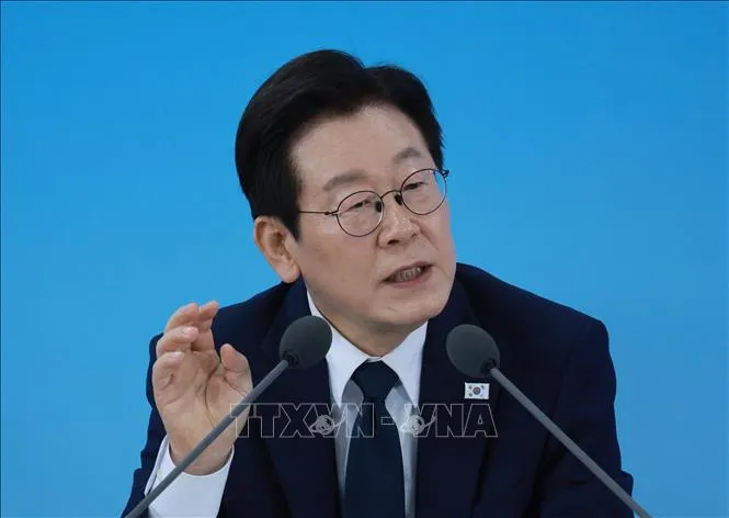 Tổng thống Hàn Quốc Lee Jae Myung phát biểu tại Daejeon ngày 7/11/2025. Ảnh: Yonhap/TTXVN