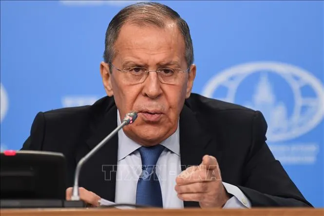 Ngoại trưởng Liên bang Nga Sergey Lavrov phát biểu tại một cuộc họp báo ở Moskva. Ảnh tư liệu: TTXVN