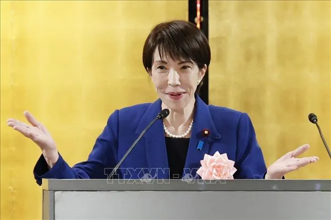 Thủ tướng Nhật Bản Sanae Takaichi phát biểu tại Tokyo ngày 6/1/2026. Ảnh: Kyodo/TTXVN