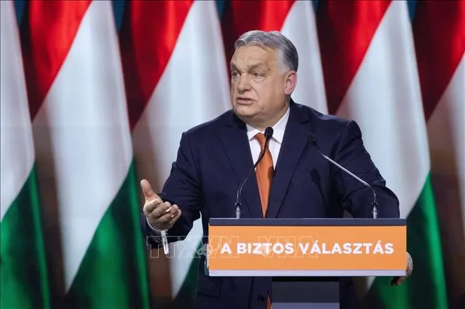 Thủ tướng Hungary Viktor Orban phát biểu tại thủ đô Budapest ngày 10/1/2026. Ảnh: THX/TTXVN