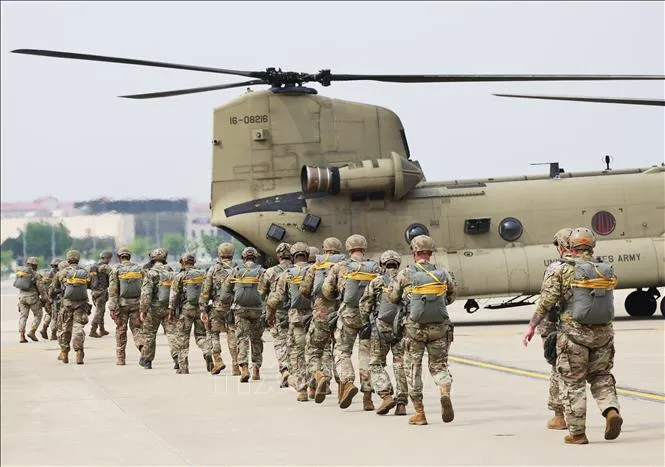 Lực lượng đặc nhiệm Mỹ tham gia cuộc tập trận chung, tại căn cứ Humphreys ở thành phố Pyeongtaek, tỉnh Gyeonggi, Hàn Quốc. Ảnh tư liệu, minh họa: Yonhap/TTXVN