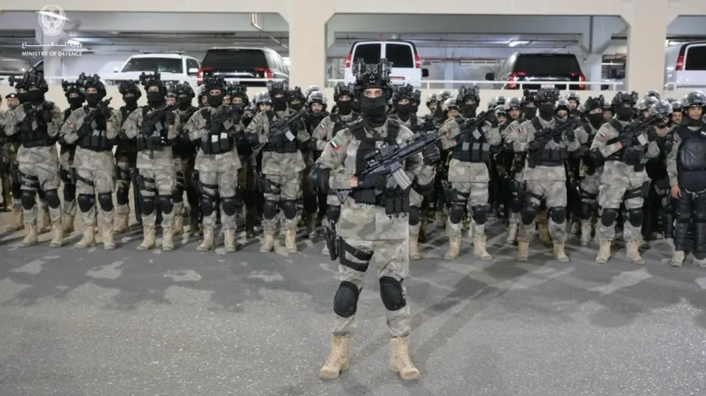 Buổi điểm danh của binh lính UAE. Ảnh: Bộ Quốc phòng UAE 