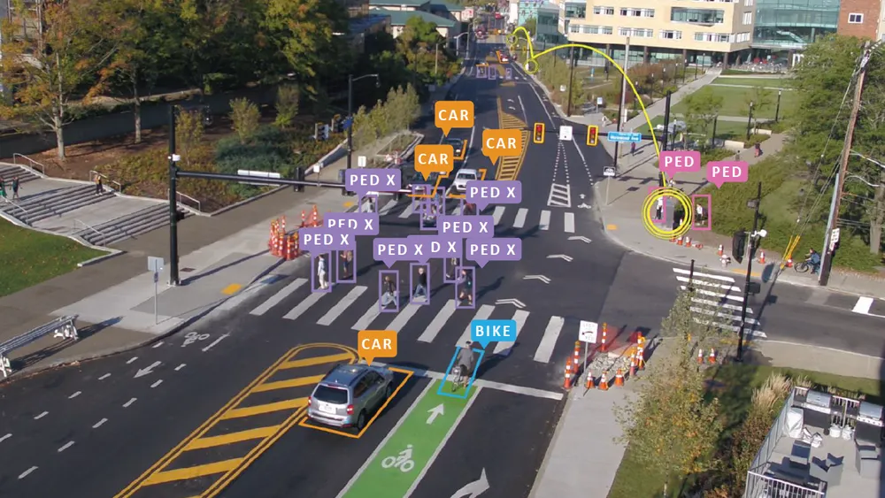 Minh họa nhận diện của hệ thống SURTRAC tại Pittsburgh. Ảnh: pittsburghpa.gov