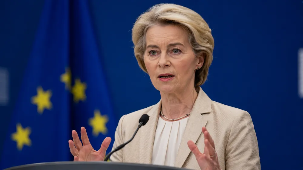 Ảnh minh họa Chủ tịch Ủy ban châu Âu Ursula von der Leyen: AI