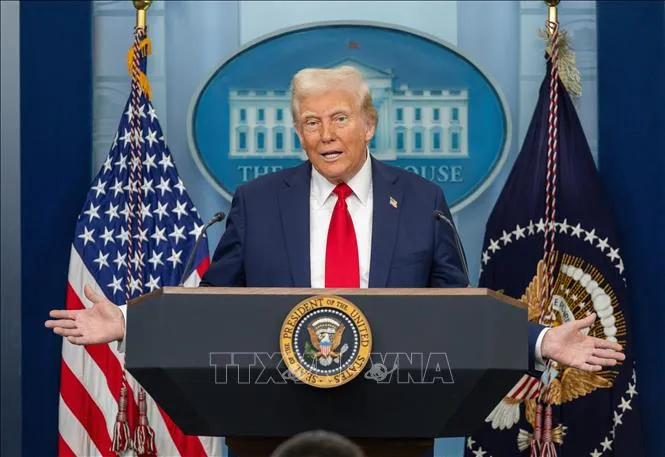 Tổng thống Mỹ Donald Trump phát biểu tại Nhà Trắng. Ảnh tư liệu: THX/TTXVN