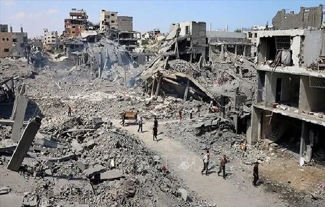 Cảnh đổ nát do xung đột tại Dải Gaza. Ảnh: IRNA/TTXVN