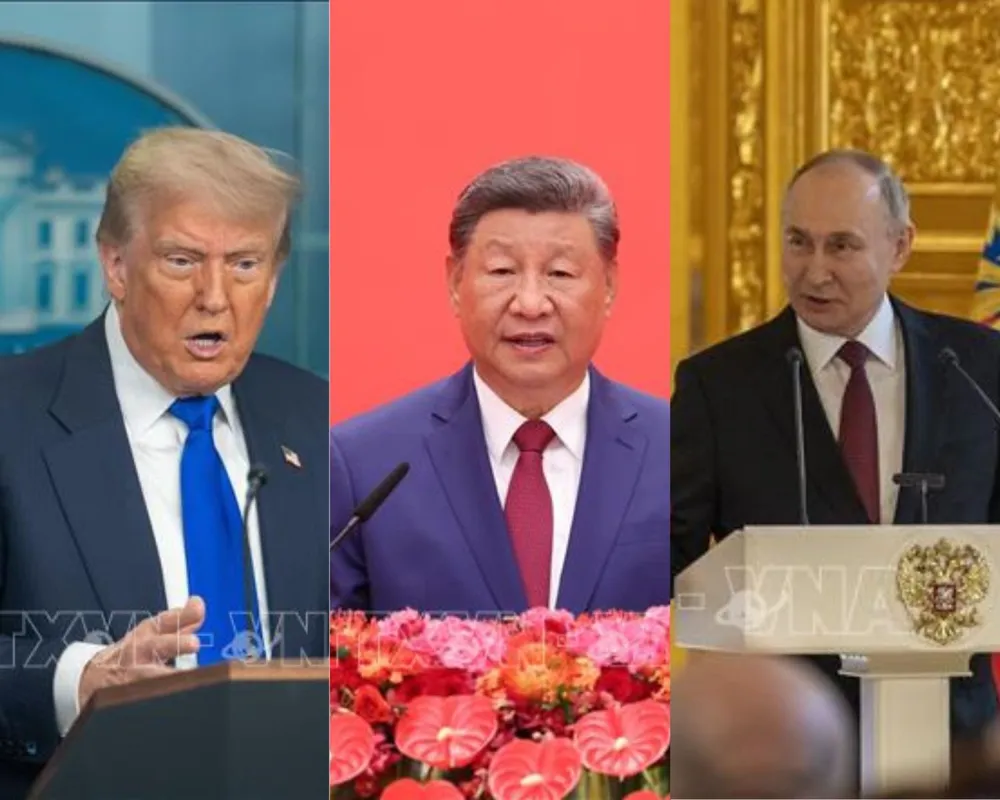 Tổng thống Mỹ Donald Trump, Chủ tịch Trung Quốc Tập Cận Bình, Tổng thống Nga Vladimir Putin. Ảnh: THX/TTXVN