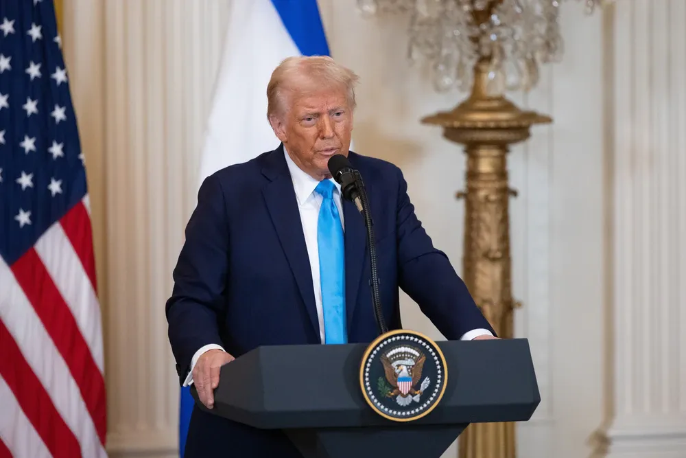 Tổng thống Mỹ Donald Trump phát biểu tại Washington D.C. Ảnh: THX/TTXVN