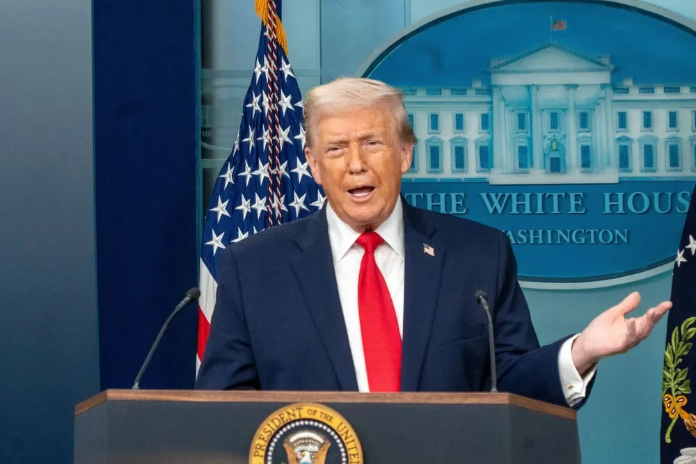 Tổng thống Mỹ Donald Trump phát biểu tại cuộc họp báo ở Nhà Trắng ngày 20-1-2026. Ảnh: THX/TTXVN