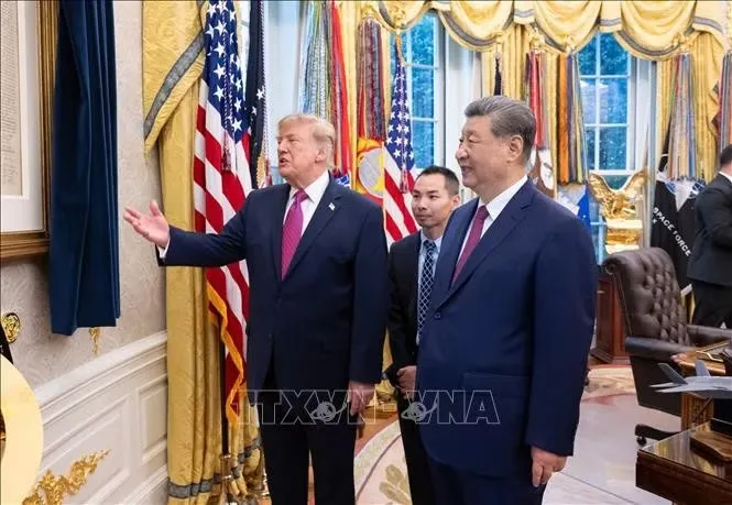 Tổng thống Mỹ Donald Trump tiếp Chủ tịch Trung Quốc Tập Cận Bình tại Nhà Trắng, ngày 24-9. Ảnh: THX/TTXVN phát