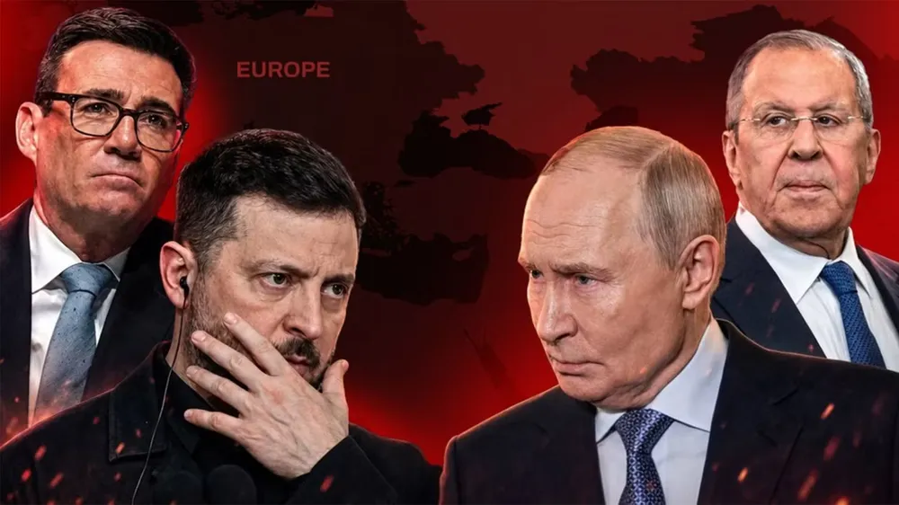 Từ trái sang: Thủ tướng Anh, Tổng thống Ukraine, Tổng thống Nga, Ngoại trưởng Nga. Ảnh: Sputnik/RT